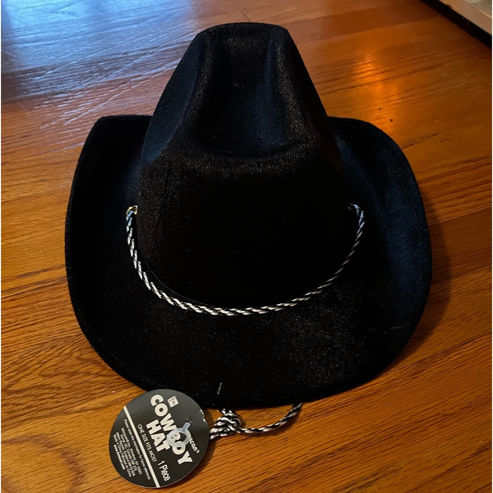 NWT Black Adult Amscan Velour Cowboy Hat